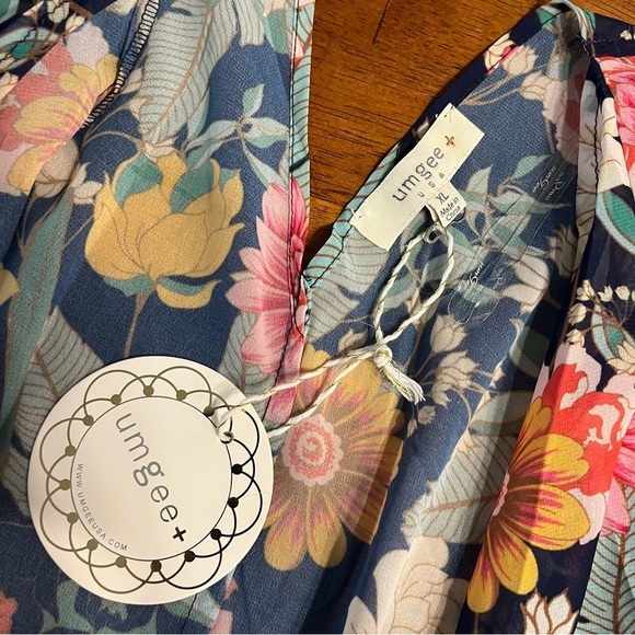 NWT Umgee floral duster size XL pink blue ruffle - Picture 2 of 7